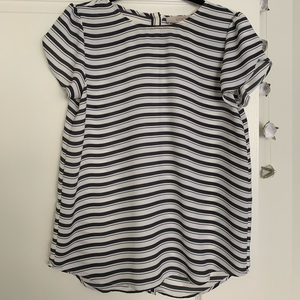 Loft striped button back blouse (Size XS)